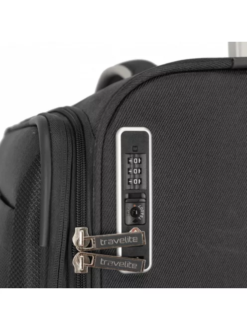 Travelite Miigo S fekete 4 kerekű kabin méretű bőrönd 