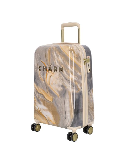 Charm London szürke mintás 4 kerekű kabinbőrönd