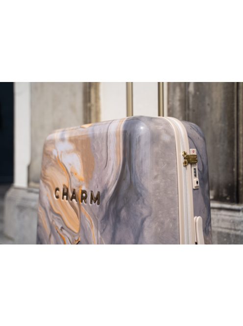 Charm London szürke mintás 4 kerekű kabinbőrönd