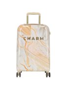 Charm London bézs mintás 4 kerekű kabinbőrönd
