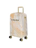 Charm London bézs mintás 4 kerekű kabinbőrönd