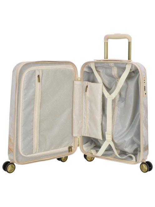 Charm London bézs mintás 4 kerekű kabinbőrönd