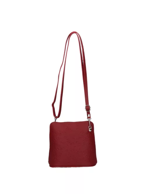 Olasz bőr 5128 piros virágos kicsi női oldaltáska
