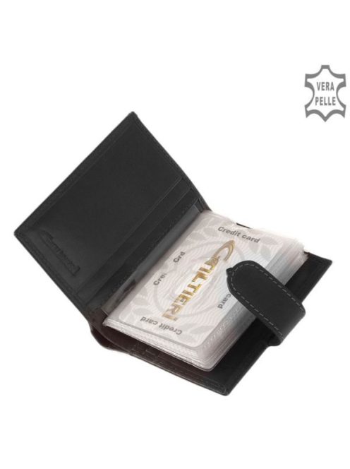 Giultieri SIV808/T fekete bőr férfi exkluzív kártyatartó és pénztárca