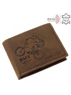   Green Deed BMX1021 barna bőr férfi kerékpáros minta pénztárca  