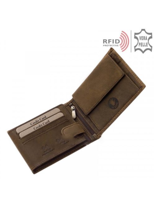 Green Deed BMX1021 barna bőr férfi kerékpáros minta pénztárca  