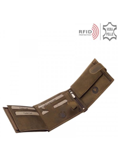 Green Deed BMX1021/T barna bőr férfi kerékpáros minta pénztárca  