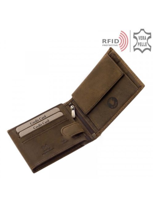 Green Deed TPO1021 barna bőr férfi Ponty minta pénztárca  