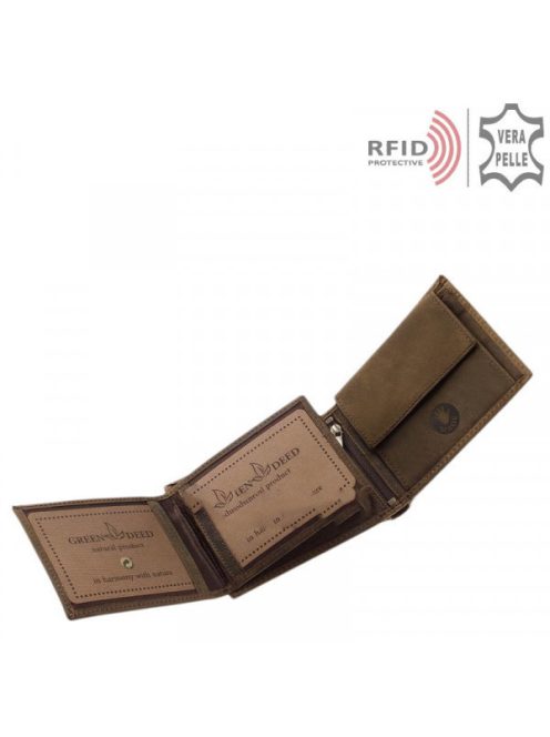 Green Deed TPO1021 barna bőr férfi Ponty minta pénztárca  