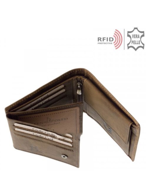 Green Deed TPO1021 barna bőr férfi Ponty minta pénztárca  