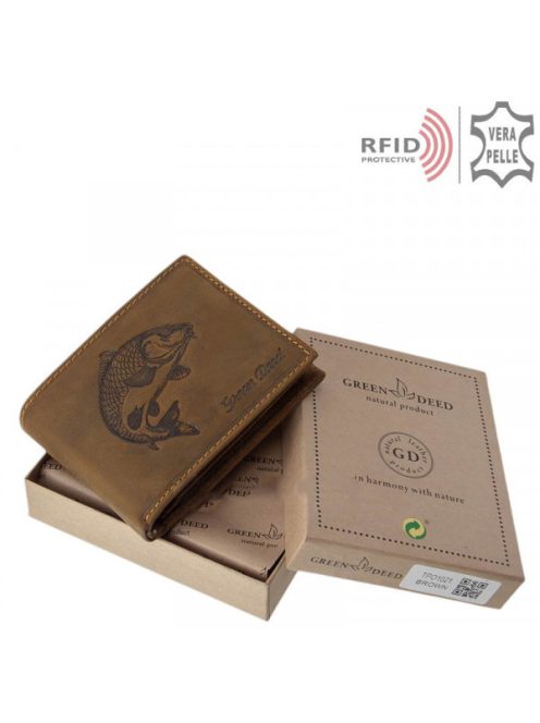 Green Deed TPO1021 barna bőr férfi Ponty minta pénztárca  