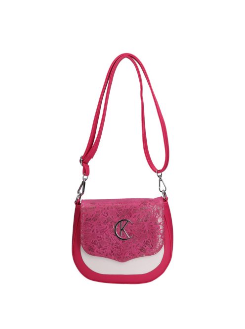 Karen Ren rózsaszín virágos rostbőr női oldaltáska
