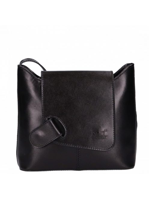 Olasz bőr fekete bőr kicsi női oldaltáska 9711