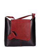 Olasz bőr fekete piros bőr kicsi női oldaltáska 9711
