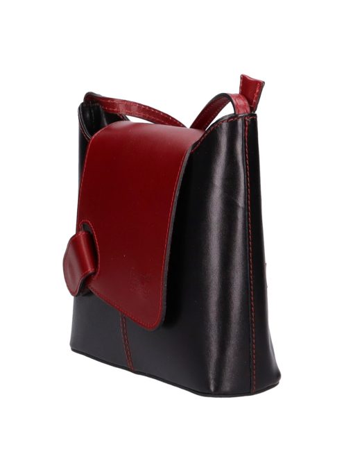 Olasz bőr fekete piros bőr kicsi női oldaltáska 9711