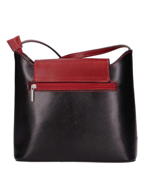 Olasz bőr fekete piros bőr kicsi női oldaltáska 9711