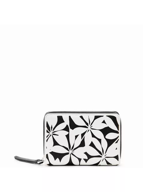 Desigual fehér-fekete virágos női kicsi pénztárca