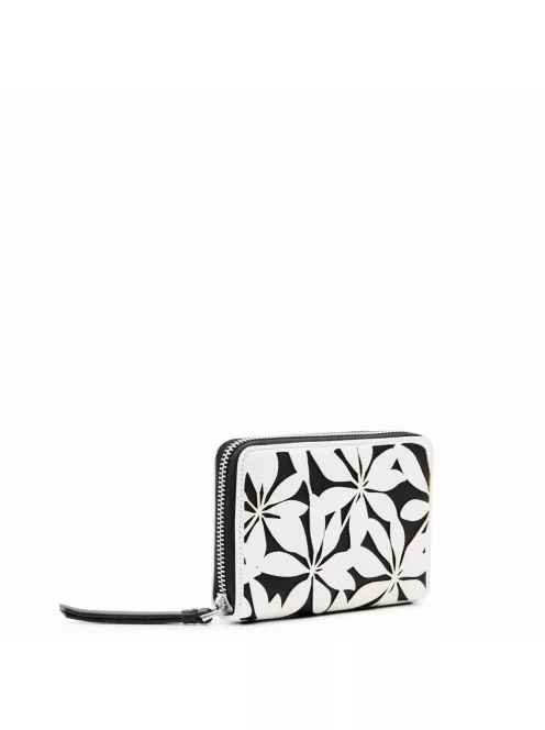 Desigual fehér-fekete virágos női kicsi pénztárca