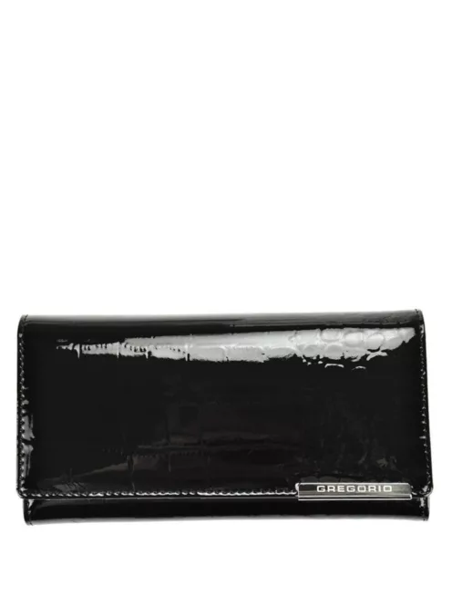 Gregorio BC-100 fekete lakk bőr női pénztárca