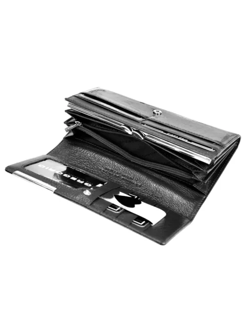 Gregorio BC-100 fekete lakk bőr női pénztárca