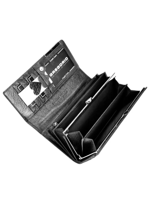 Gregorio BC-100 fekete lakk bőr női pénztárca