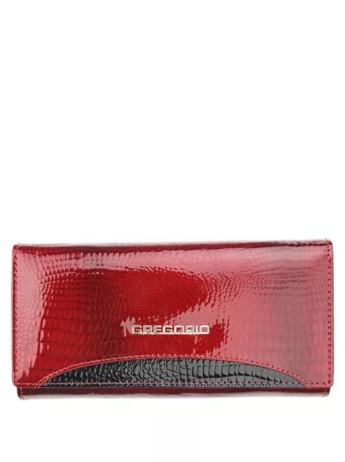 Gregorio GP-106 piros lakk bőr női pénztárca 