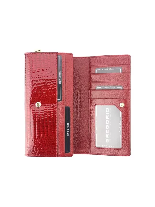 Gregorio GP-106 piros lakk bőr női pénztárca 