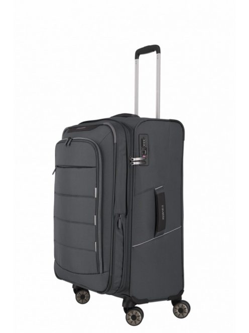 Travelite Skaii M szürke 4 kerekű bővíthető közepes méretű bőrönd 