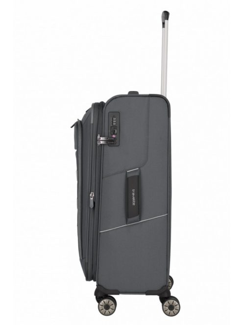 Travelite Skaii M szürke 4 kerekű bővíthető közepes méretű bőrönd 