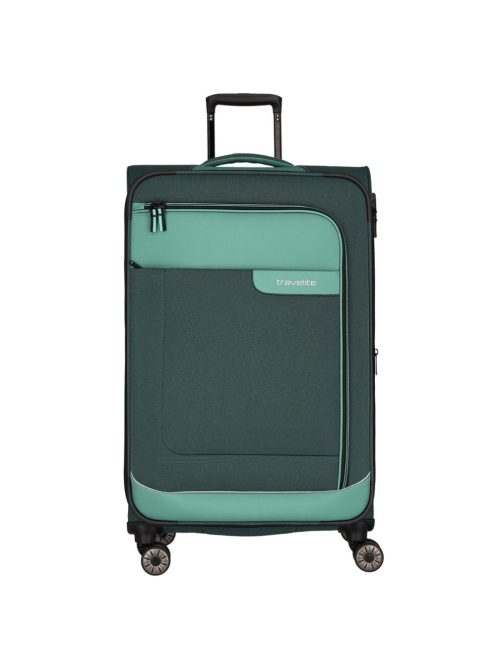 Travelite Viia L zöld 4 kerekű bővíthető nagy méretű bőrönd 