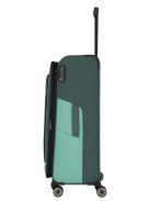 Travelite Viia L zöld 4 kerekű bővíthető nagy méretű bőrönd 