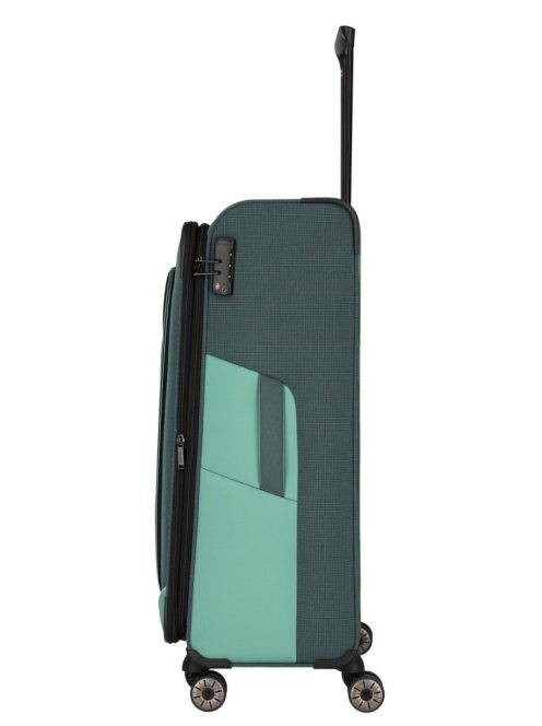 Travelite Viia L zöld 4 kerekű bővíthető nagy méretű bőrönd 