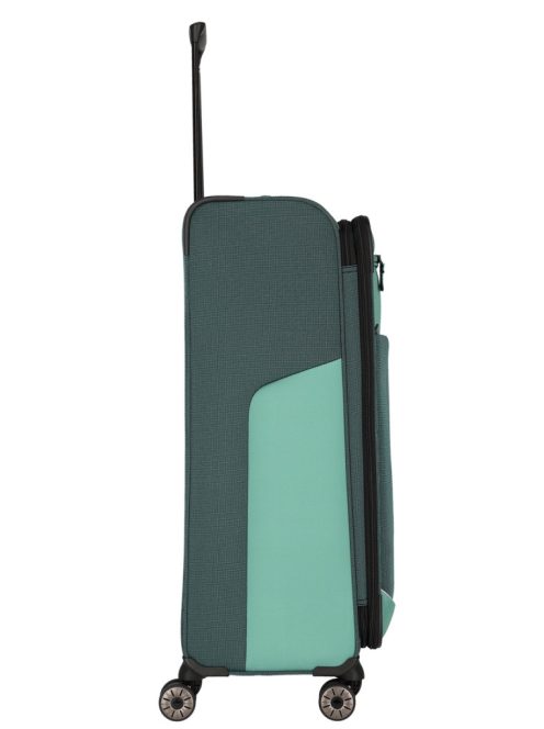 Travelite Viia L zöld 4 kerekű bővíthető nagy méretű bőrönd 