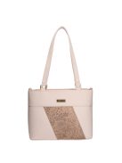 Karen Daria bézs virágos rostbőr női válltáska