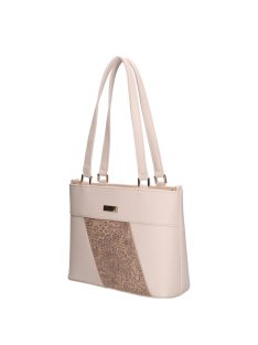 Karen Daria bézs virágos rostbőr női válltáska