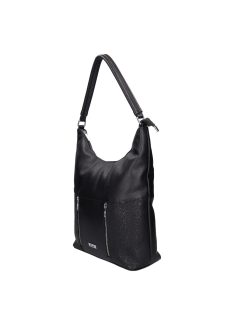 Karen Ce-Marle fekete virágos rostbőr női válltáska