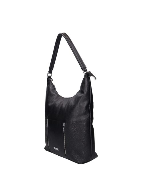 Karen Ce-Marle fekete virágos rostbőr női válltáska