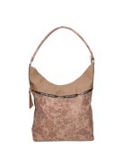 Karen Ce-Ina drapp virágos rostbőr női válltáska