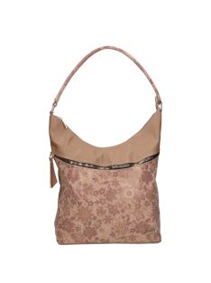 Karen Ce-Ina drapp virágos rostbőr női válltáska