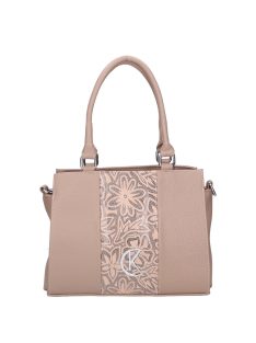 Karen Liberta drapp virágos rostbőr női kézitáska