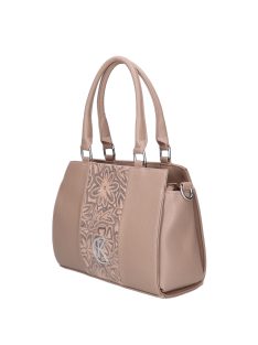 Karen Liberta drapp virágos rostbőr női kézitáska