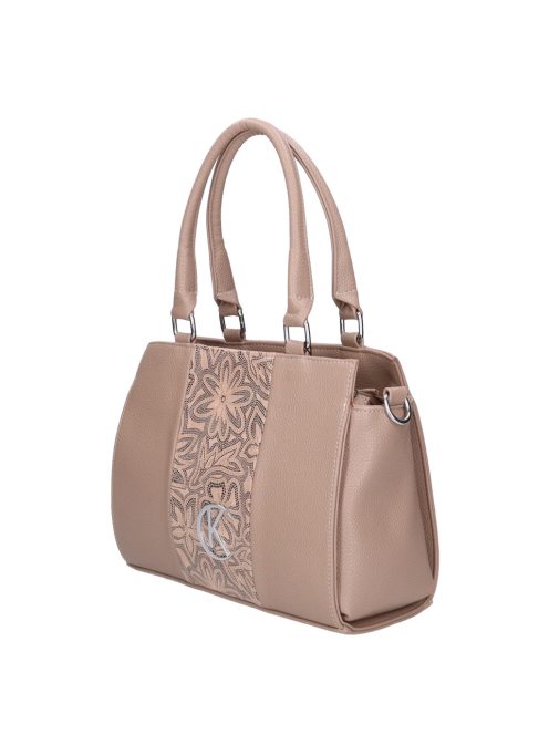 Karen Liberta drapp virágos rostbőr női kézitáska
