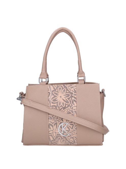 Karen Liberta drapp virágos rostbőr női kézitáska