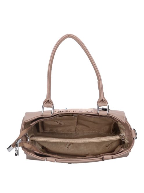 Karen Liberta drapp virágos rostbőr női kézitáska