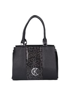 Karen Liberta fekete virágos rostbőr női kézitáska