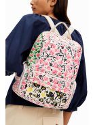 Desigual bézs-rózsaszín virágos női hátizsák