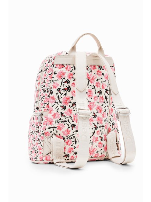 Desigual bézs-rózsaszín virágos női hátizsák