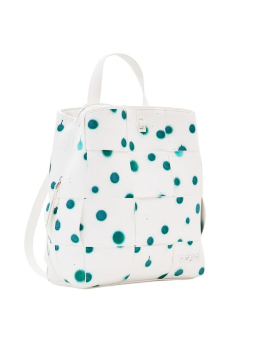 Desigual fehér-zöld pöttyös női hátizsák