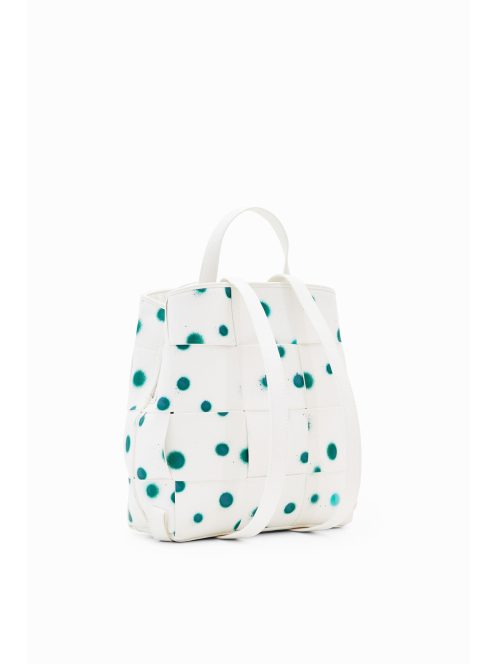 Desigual fehér-zöld pöttyös női hátizsák