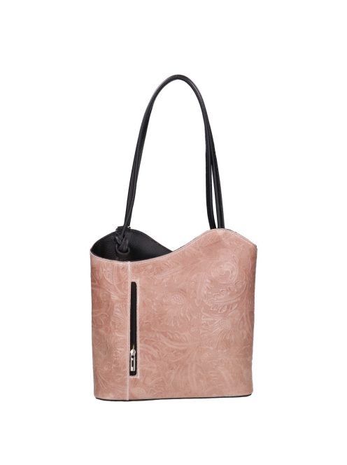 Olasz bőr 238 púder virágos fekete táska